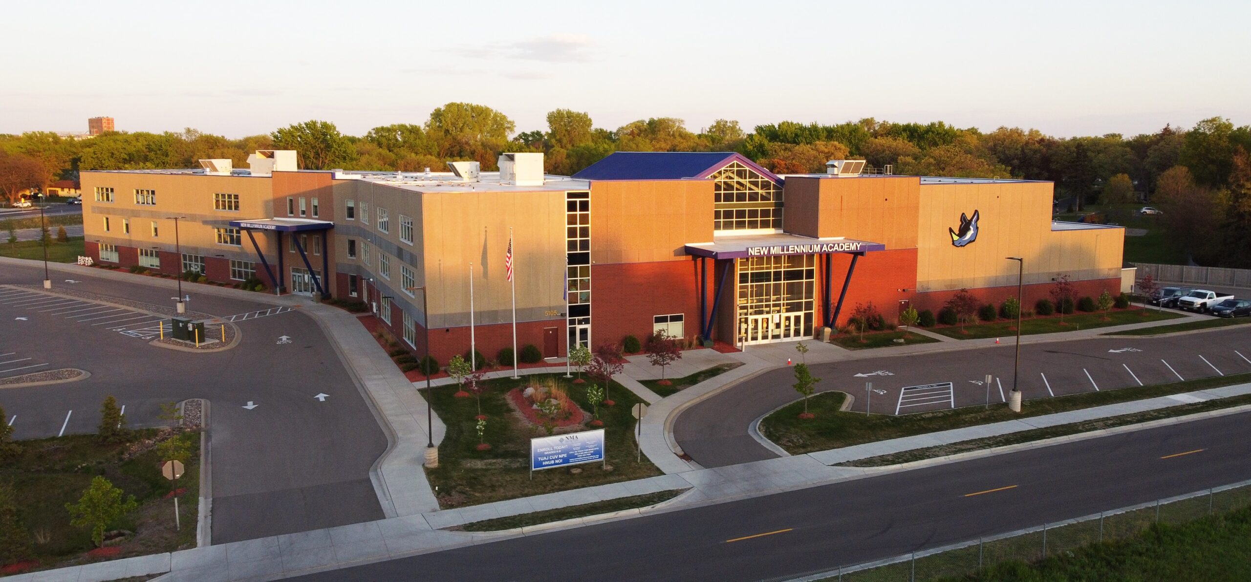 Drone image of New Millennium Academy's Building